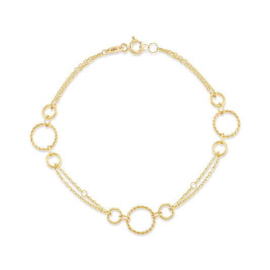 9ct Yellow Gold Loop Double Chain Bracelet