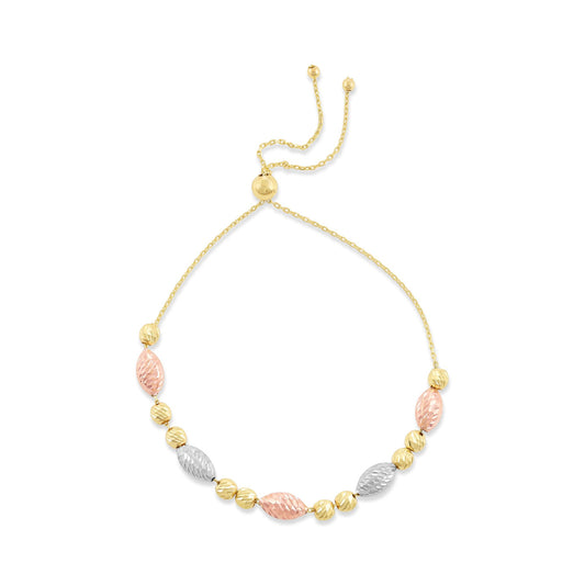 9ct Tri Colour Gold Moon Cut Charm Bracelet