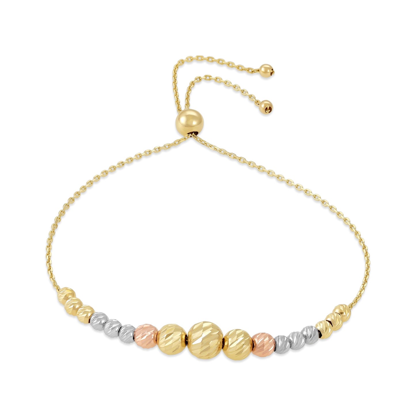 9ct Tri Colour Gold Moon Cut Charm Bracelet