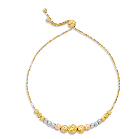 9ct Tri Colour Gold Moon Cut Charm Bracelet