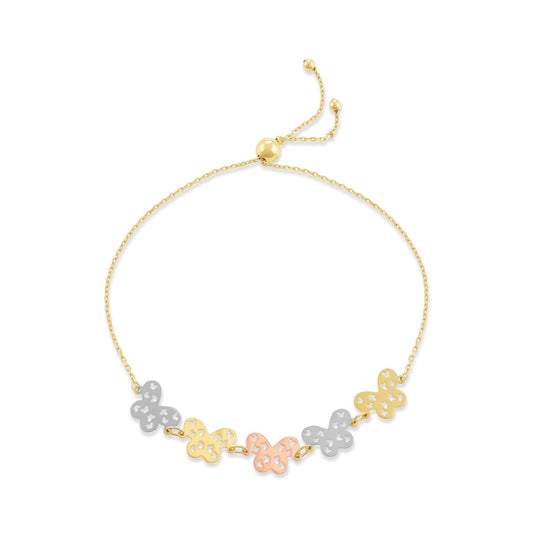 9ct Tri Colour Gold Moon Cut Charm Bracelet