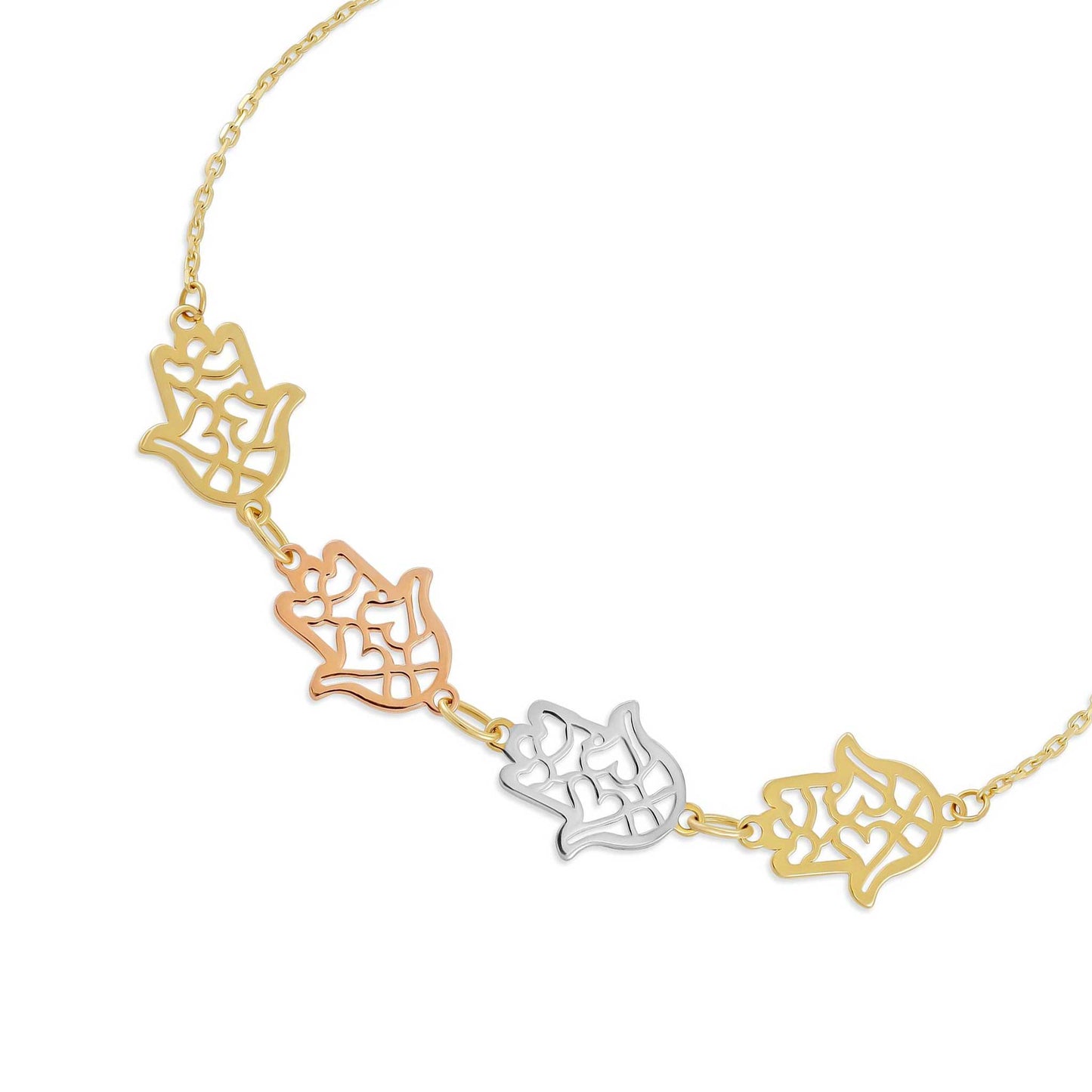 9ct Tri Gold Hamsa Hand Bracelet