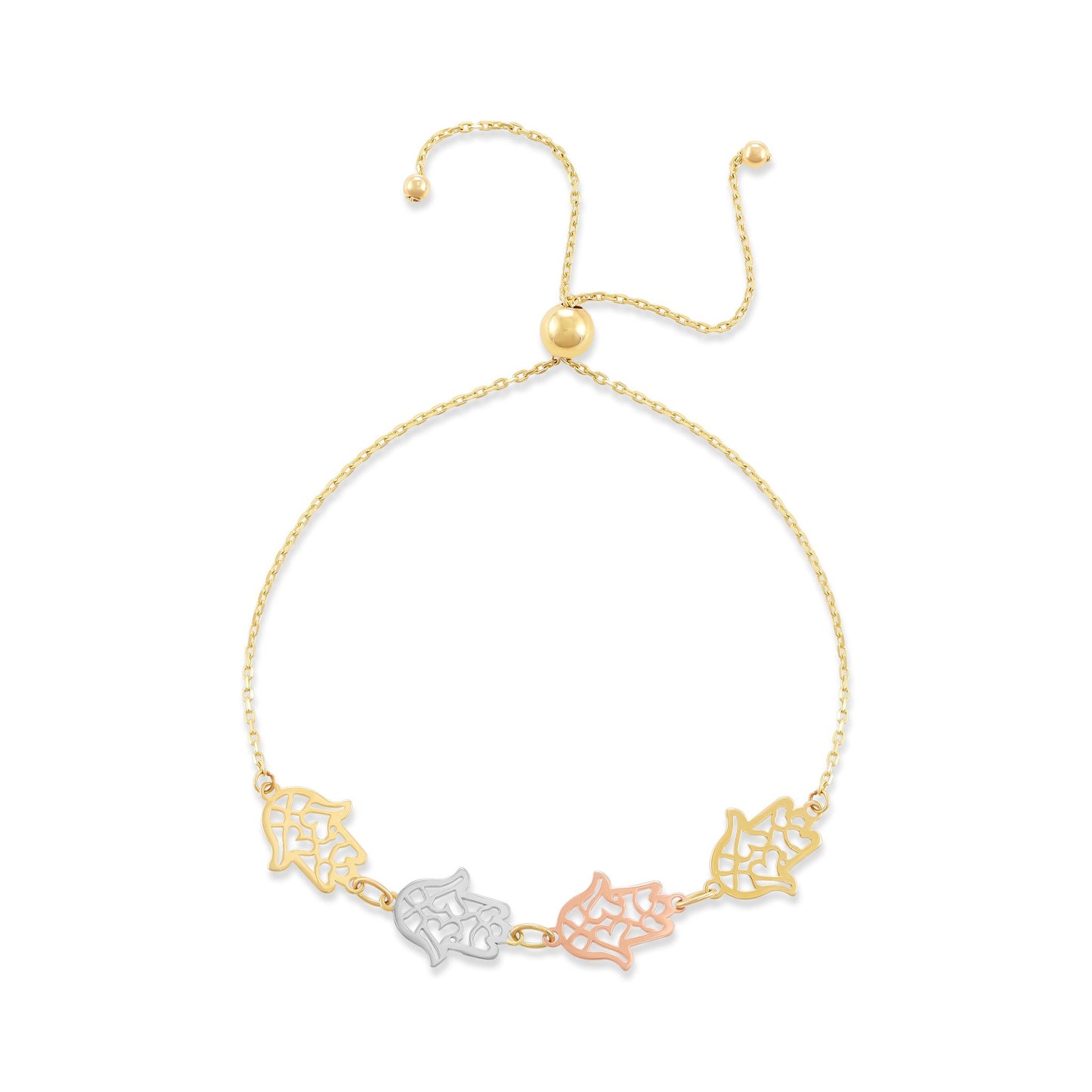 9ct Tri Gold Hamsa Hand Bracelet