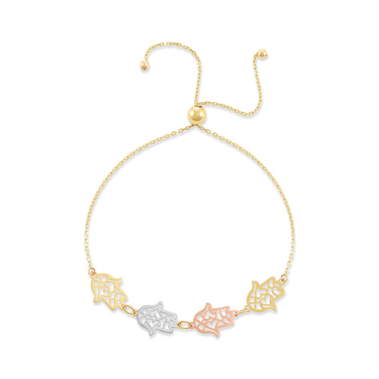 9ct Tri Gold Hamsa Hand Bracelet