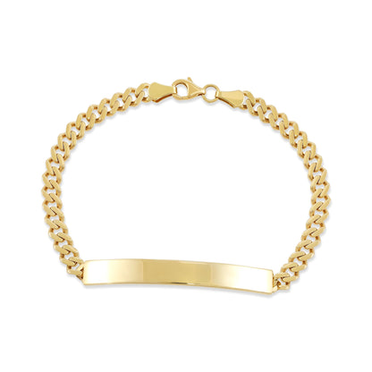 9ct Yellow Gold Id Tag Curb Chain Bracelet