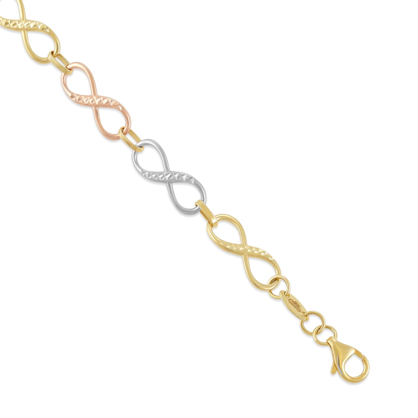 9ct Tri Colour Gold Infinity Bracelet