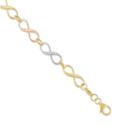 9ct Tri Colour Gold Infinity Bracelet