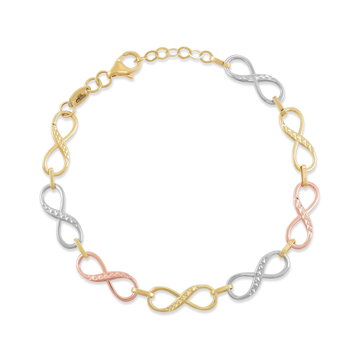 9ct Tri Colour Gold Infinity Bracelet