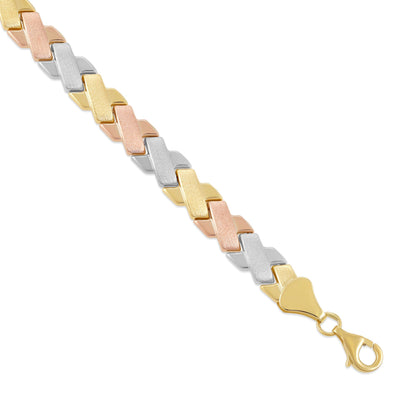 9ct Tri Colour Gold Fancy Design Bracelet