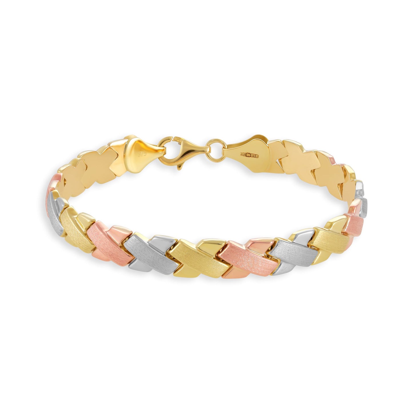 9ct Tri Colour Gold Fancy Design Bracelet