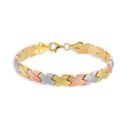 9ct Tri Colour Gold Fancy Design Bracelet