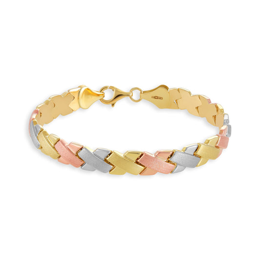 9ct Tri Colour Gold Fancy Design Bracelet