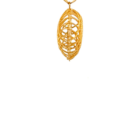 22ct Gold Openwork Oval and Heart Design Pendant