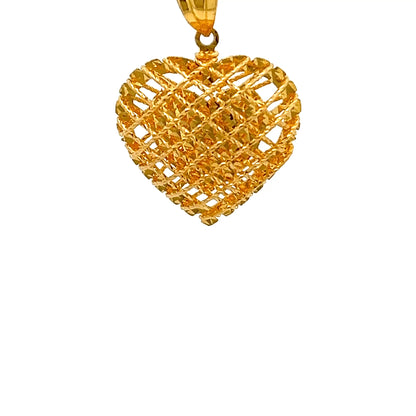22ct Gold Openwork Oval and Heart Design Pendant