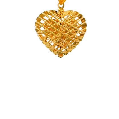 22ct Gold Openwork Oval and Heart Design Pendant