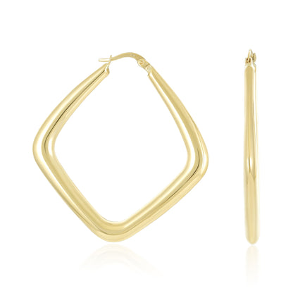 9ct Yellow Gold Square Hoop Earrings