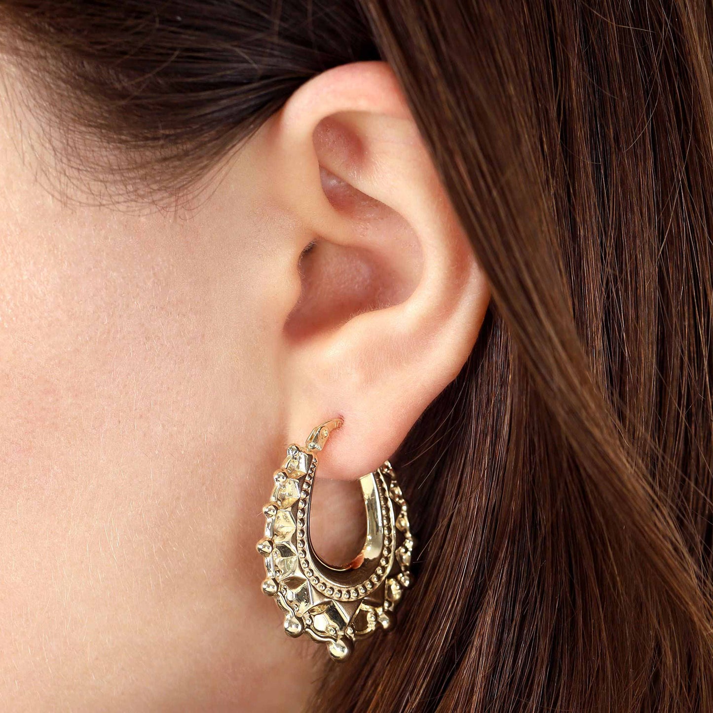 9ct Yellow Gold Oval Creole Hoop Earrings