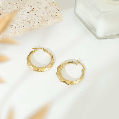 9ct Yellow Gold Faceted Hoop Earrings