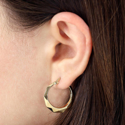 9ct Yellow Gold Faceted Hoop Earrings