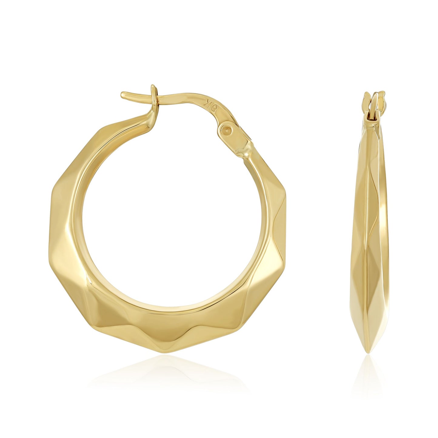 9ct Yellow Gold Faceted Hoop Earrings