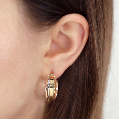 9ct Tri Colour Small Hoop Earrings