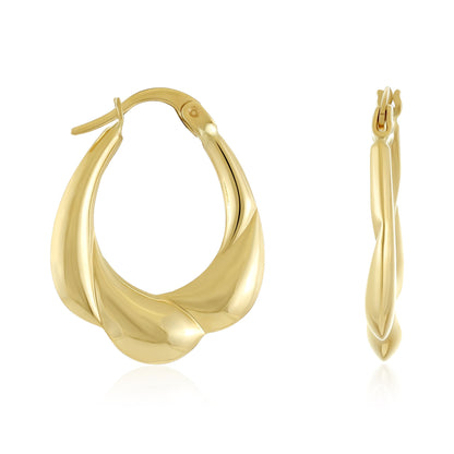 9ct Yellow Gold Abstract Design Hoop Earrings