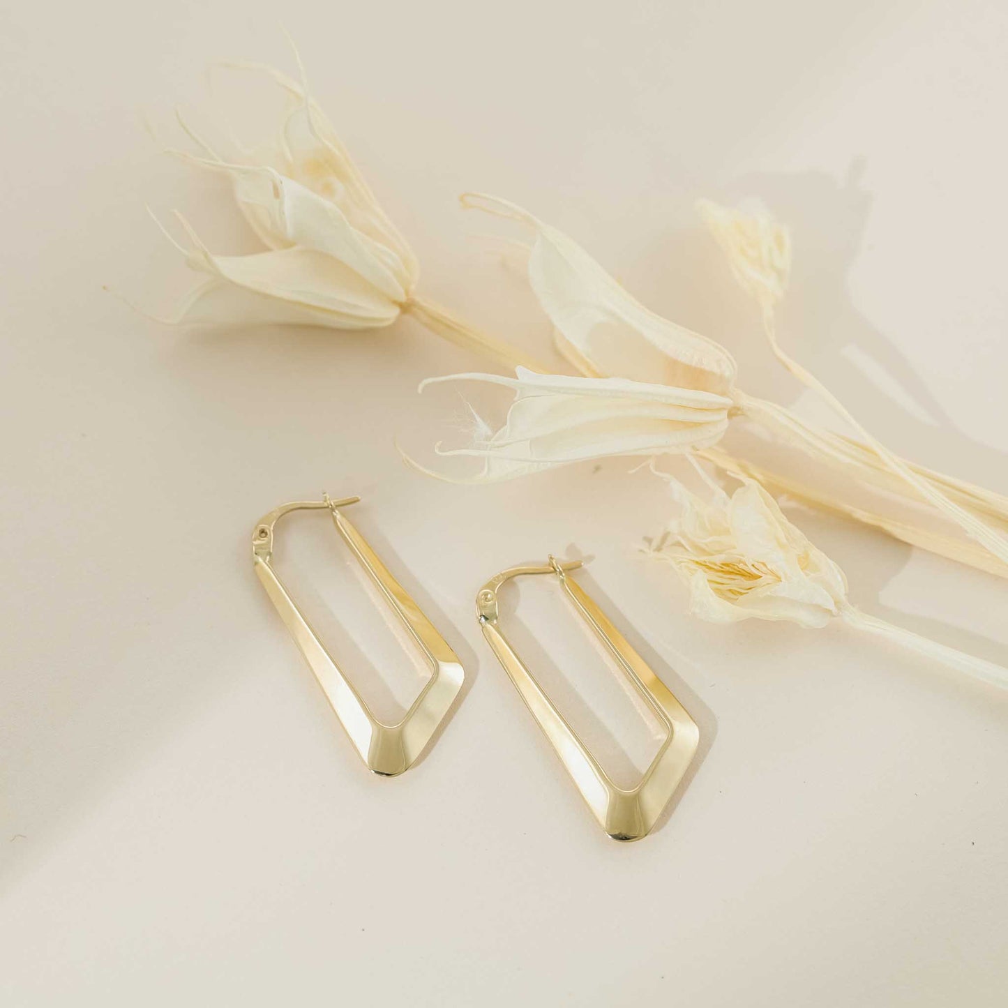 9ct Yellow Gold Geometric Hoop Earrings