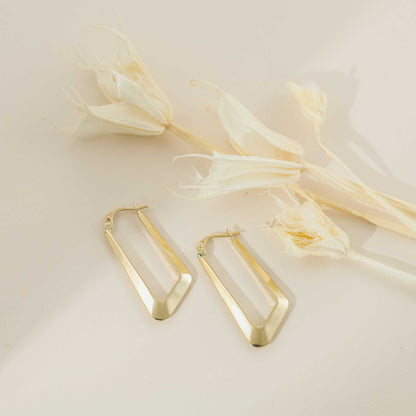 9ct Yellow Gold Geometric Hoop Earrings