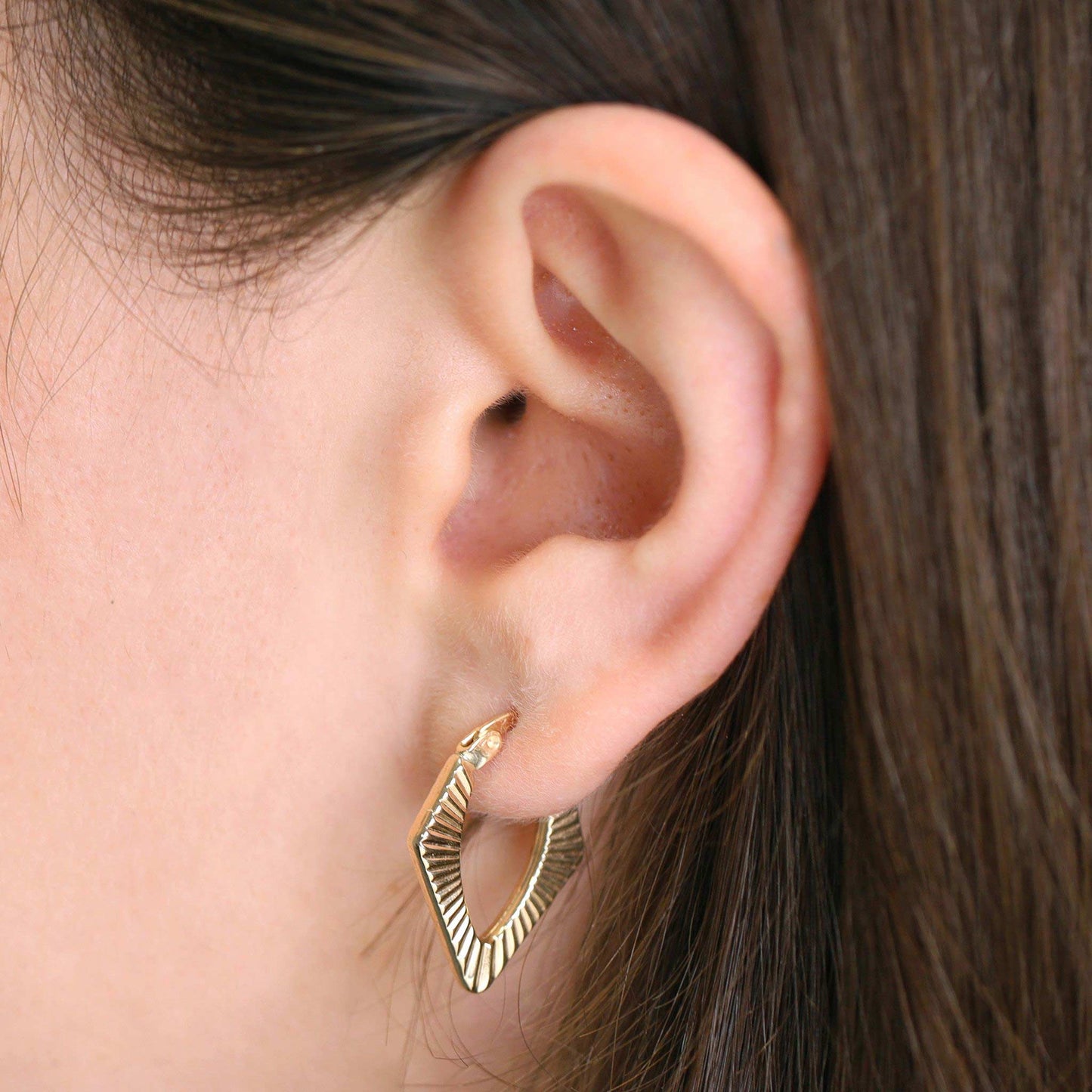 9ct Yellow Gold Angular Hoop Earrings