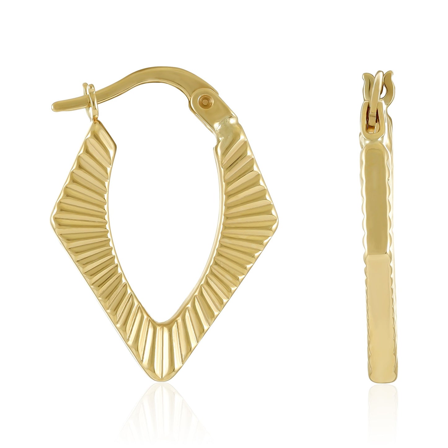 9ct Yellow Gold Angular Hoop Earrings