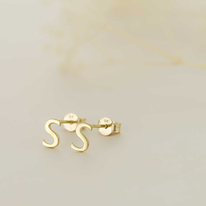 9ct Yellow Gold S Letter Earring