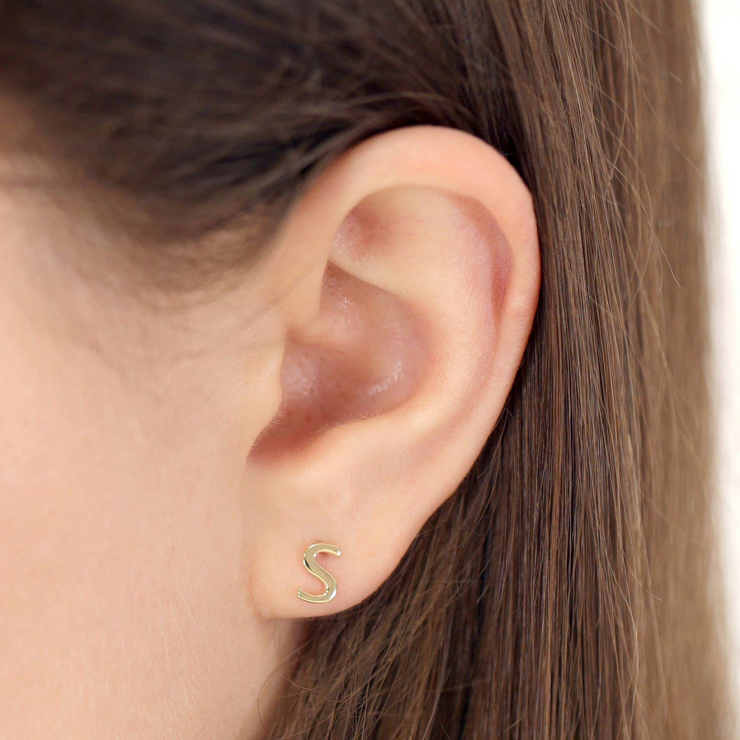 9ct Yellow Gold S Letter Earring