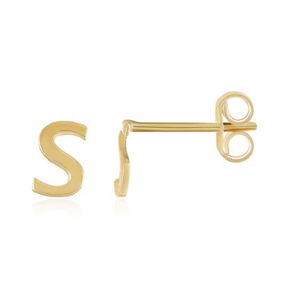 9ct Yellow Gold S Letter Earring