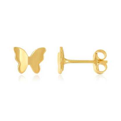 9ct Yellow Gold Butterfly Design Stud Earrings