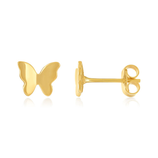 9ct Yellow Gold Butterfly Design Stud Earrings