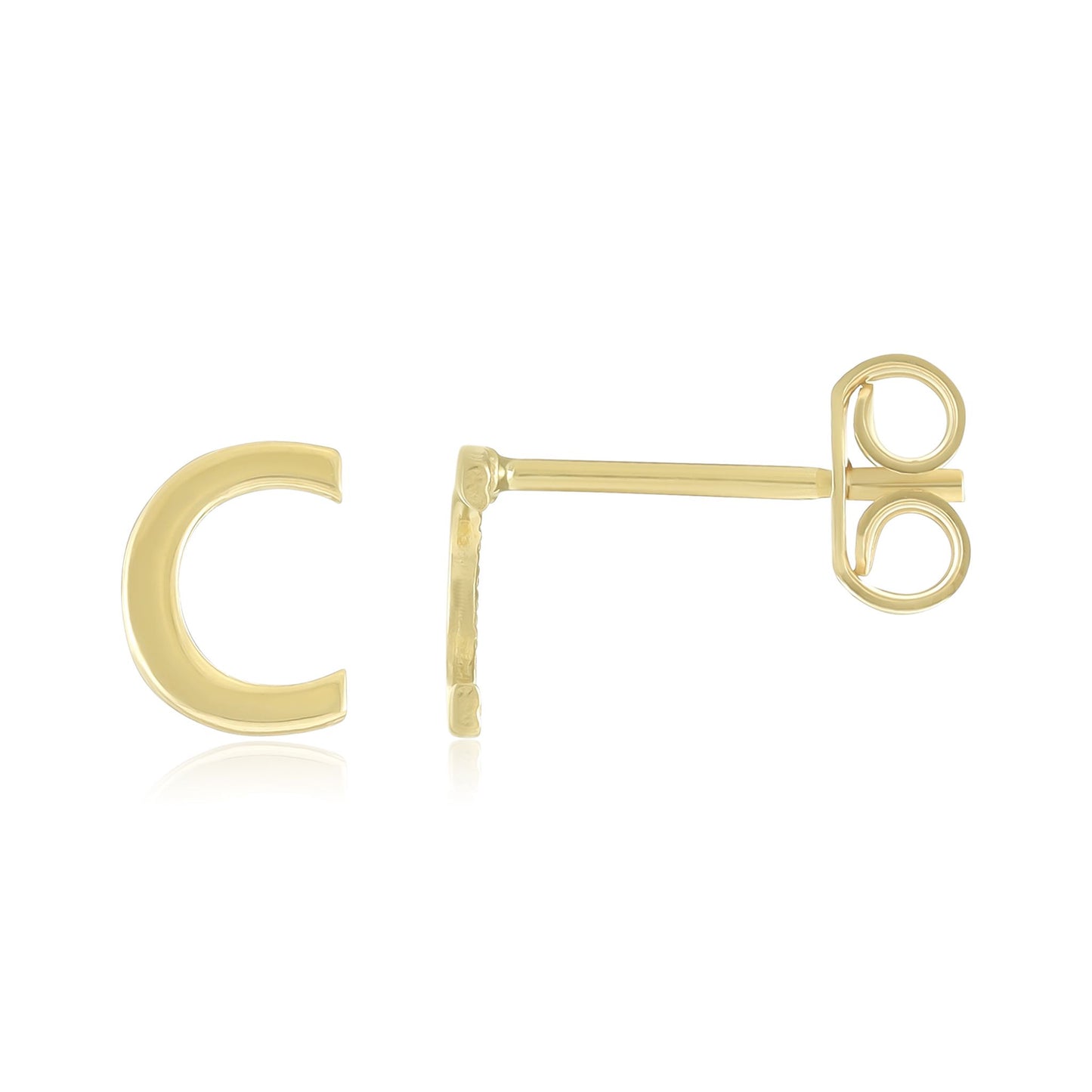 9ct Yellow Gold Initial Stud Earrings - Letter C
