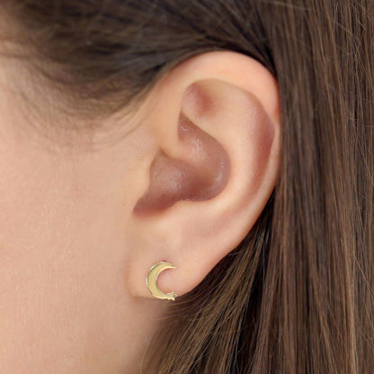 9ct Yellow Gold Moon Stud Earrings