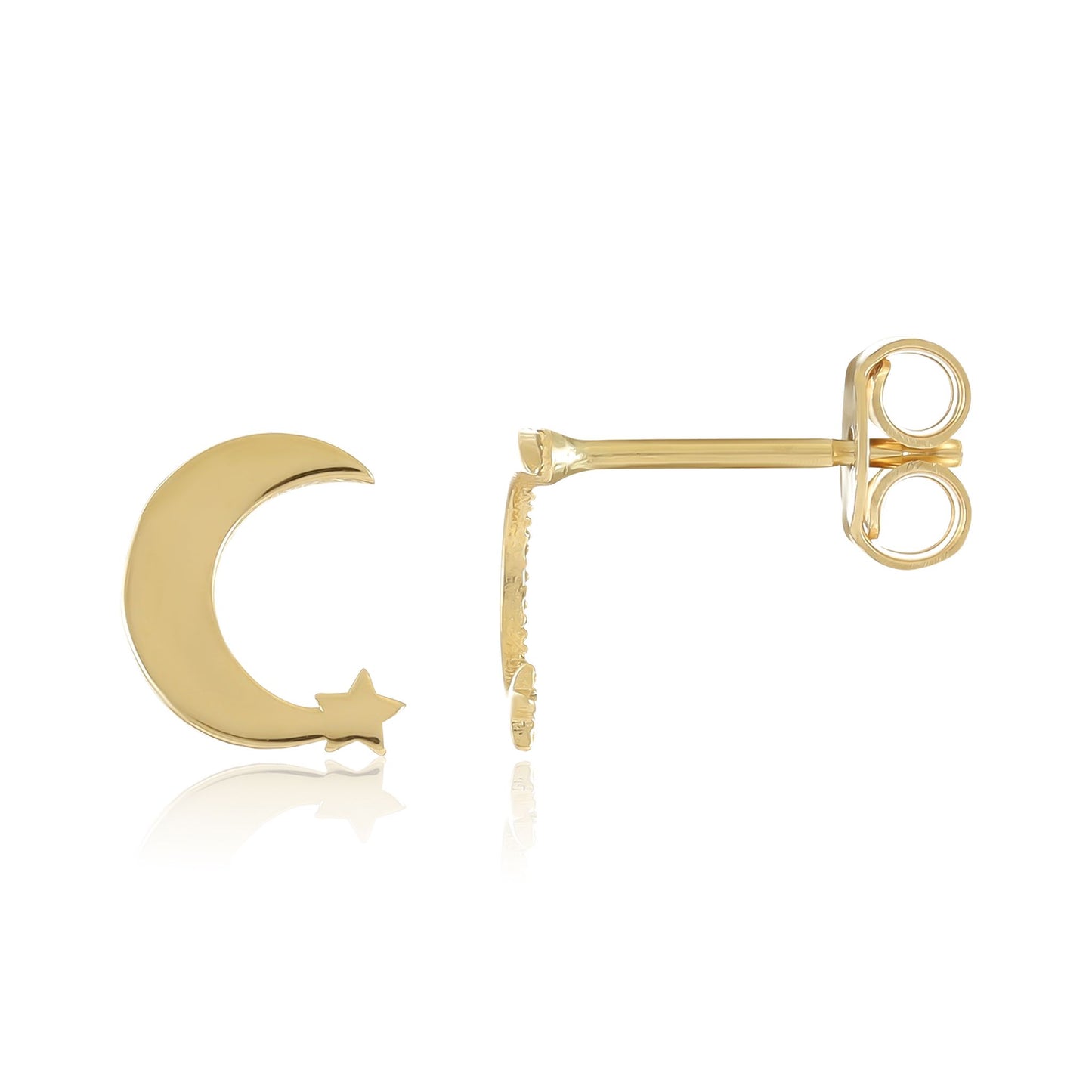 9ct Yellow Gold Moon Stud Earrings