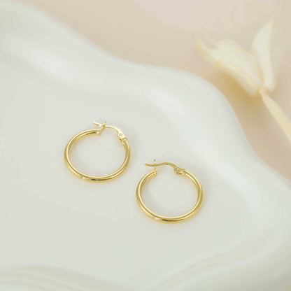 14ct Yellow Gold Classic Hoop Earrings
