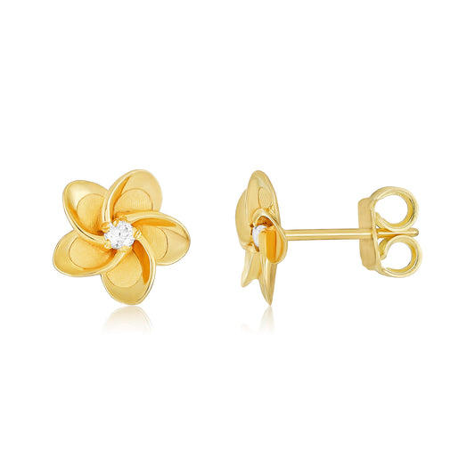 9ct Yellow Gold Flower Design Earrings
