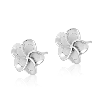 9ct White Gold Flower Stud Earrings