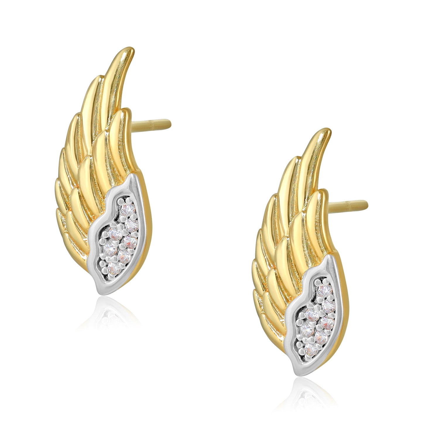 9ct Yellow Gold Cubic Zirconia Angel Wing Earrings