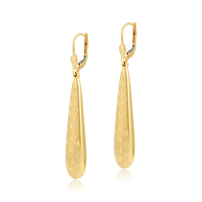 9ct Yellow Gold Patterned Drop Earrings