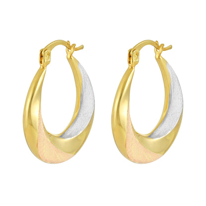 9ct Tri Colour Hoop Earrings