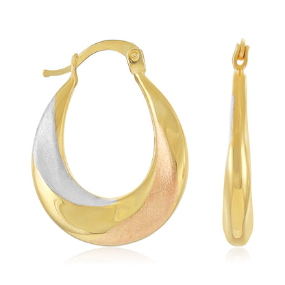 9ct Tri Colour Hoop Earrings