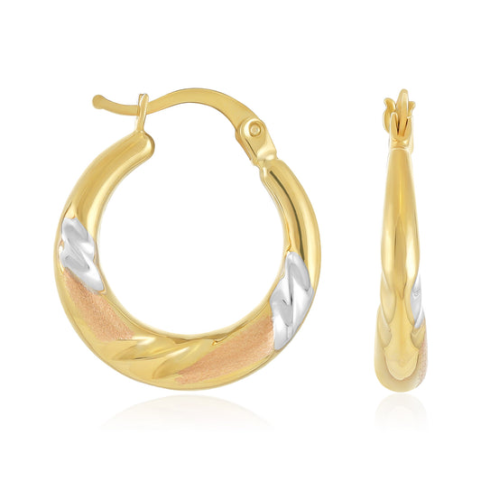 9ct Tri Colour Circle Shape Hoop Earrings