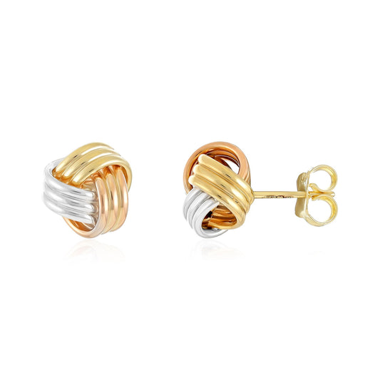 9ct Tri Colour Knotted Large Stud Earrings