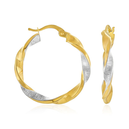 9ct Two Tone Twisted Hoop Earrings