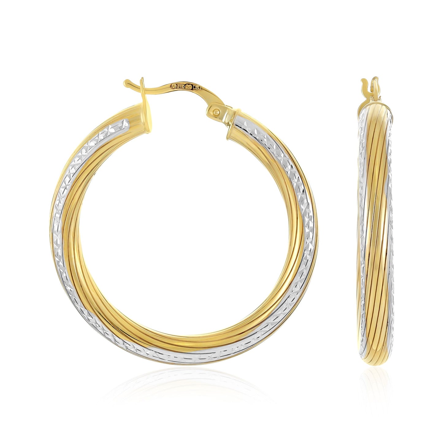 9ct Mixed Colour Hoop Earrings