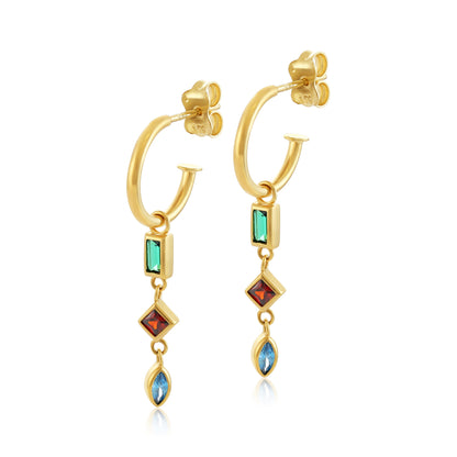 9ct Yellow Gold Multi Gem Detail Earrings